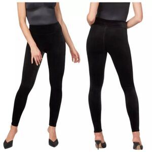SPANX High-Waisted Black Velvet Leggings Size Large